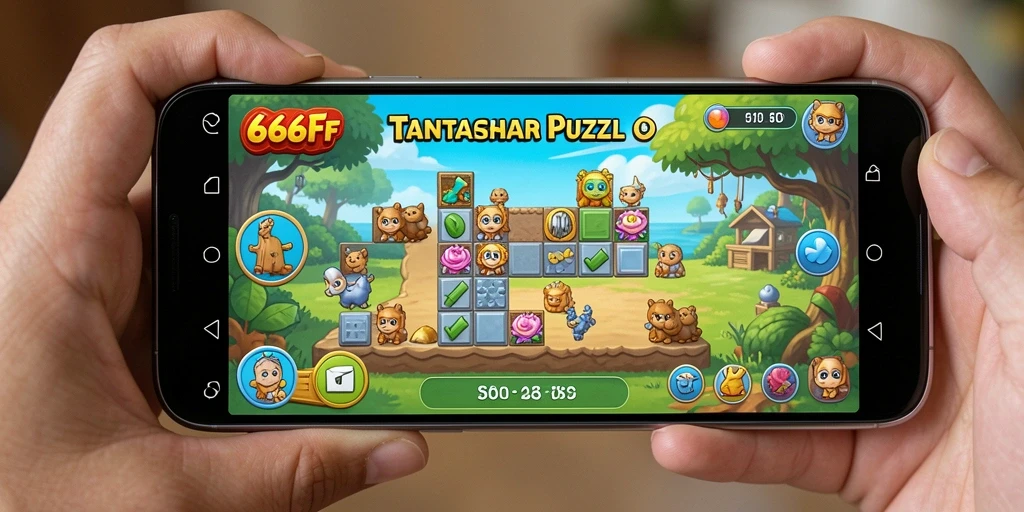 Tampilan gameplay menantang dalam 666FF, penuh teka-teki yang menarik.