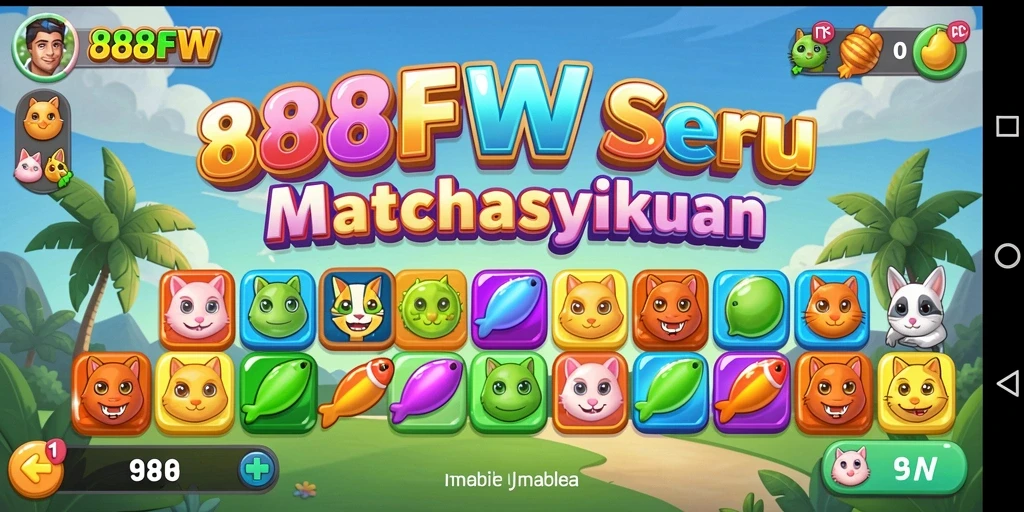 Tampilan menarik dari gameplay Match-3 888FW yang menantang.