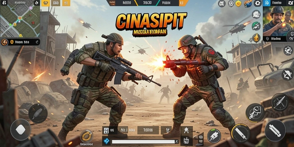 Tampilan gameplay mendebarkan dari CINASIPIT dalam pertarungan Battle Royale.