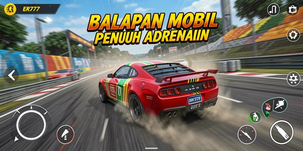 Screenshot menunjukkan balapan intens di ER777 dengan grafis mengagumkan.