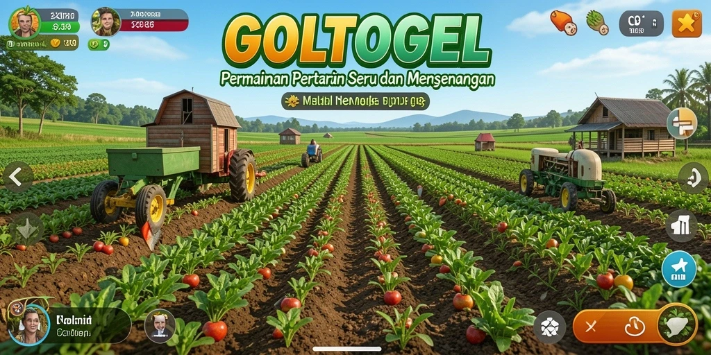 Tangkapan layar gameplay GOLTOGEL yang menunjukkan kebun yang subur.