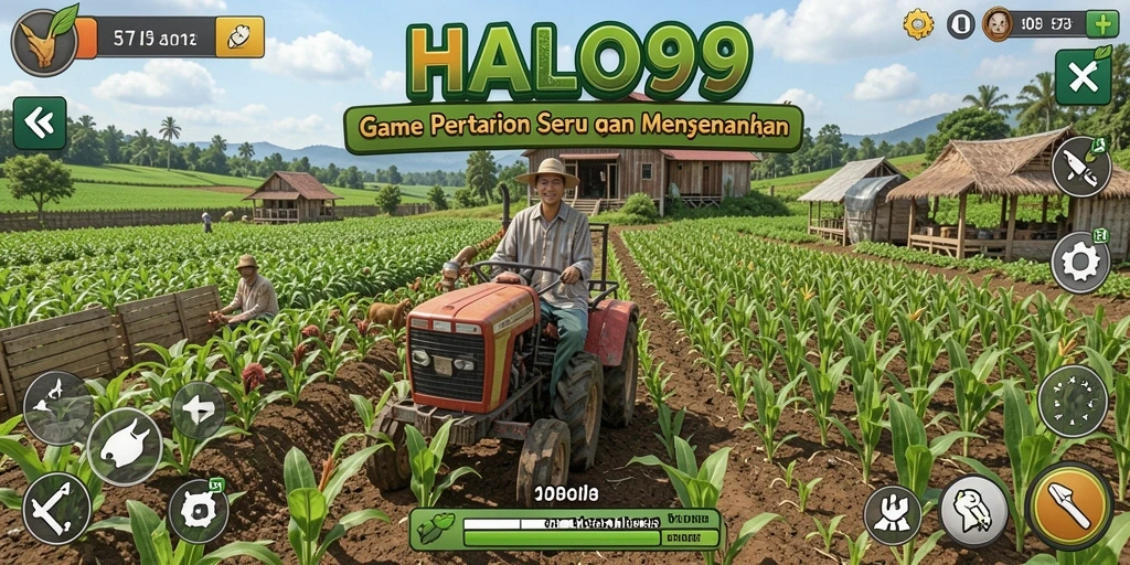 Tampilan gameplay HALO99 yang menawan dengan ladang hijau subur.