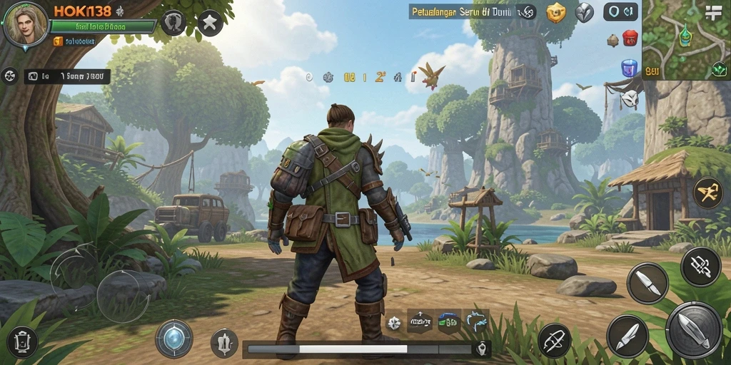 Screenshot HOKI138 menunjukkan dunia terbuka yang luas dan mendetail.