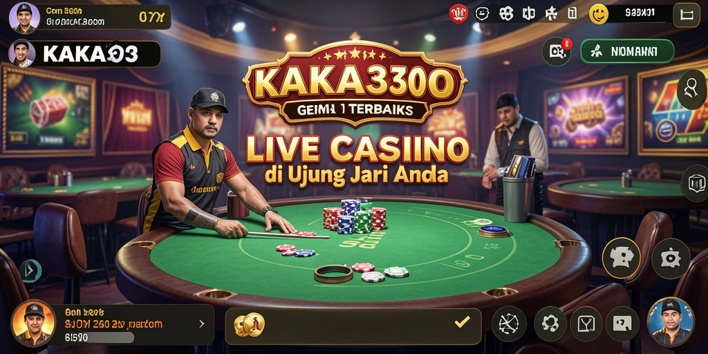 Tampilan gameplay KAKA303 dengan dealer langsung dan suasana kasino.