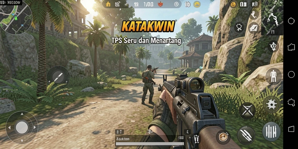 Tampilan dinamis dalam gameplay KATAKWIN yang mendebarkan.