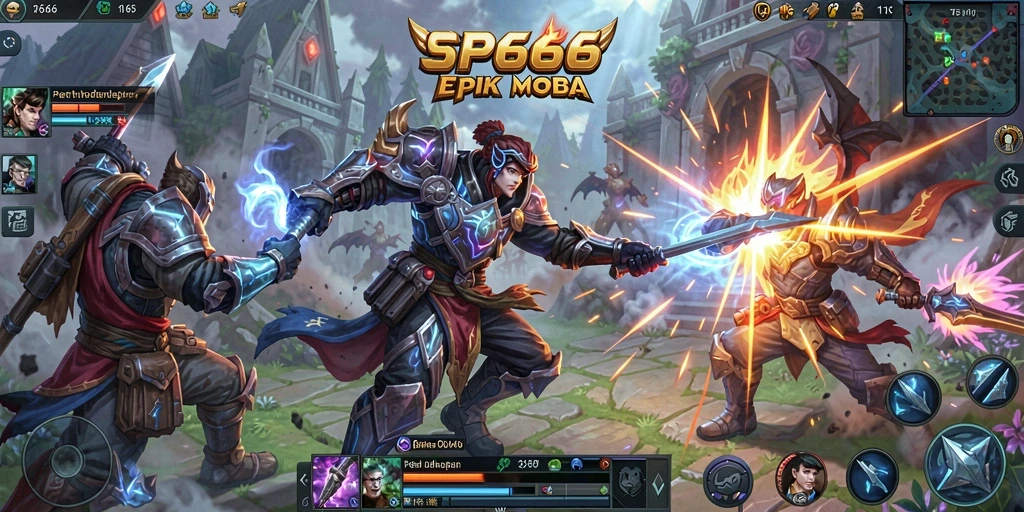 Tampilan gameplay seru di arena pertarungan SP666.