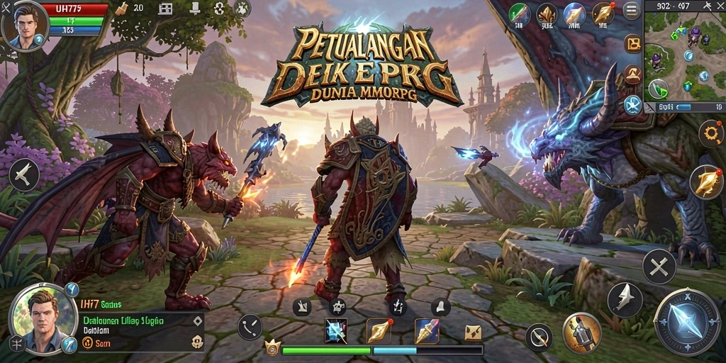 Tampilan gameplay UH77 dalam dunia MMORPG yang memukau.